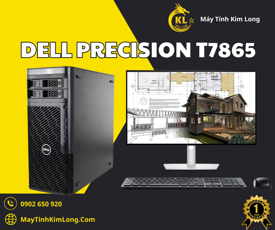 Máy trạm Workstation Dell Precision 7865 Tower (AMD Ryzen Threadripper PRO 5945WX/ 64GB/ 256Gb SSD/ Nvidia T1000 8GB/ Windows 11 Pro)